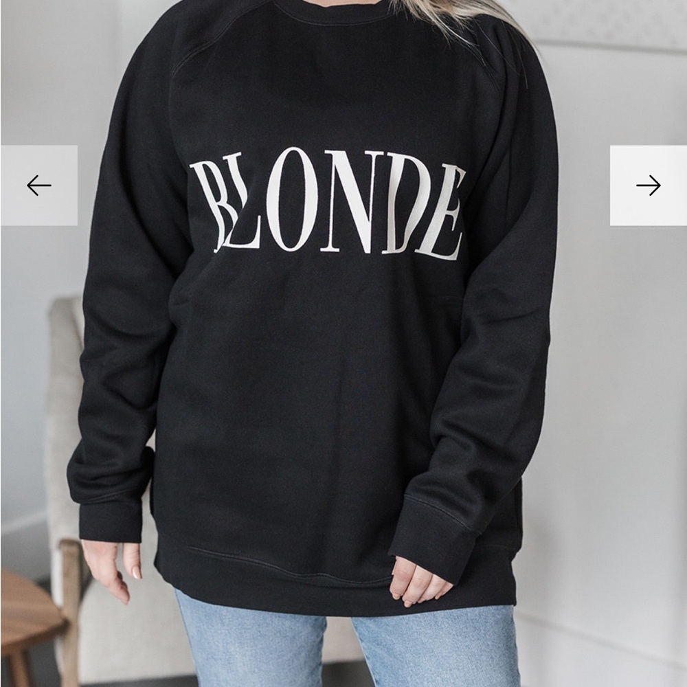Brunette The Label Black 'BLONDE' Crewneck Sweatshirt